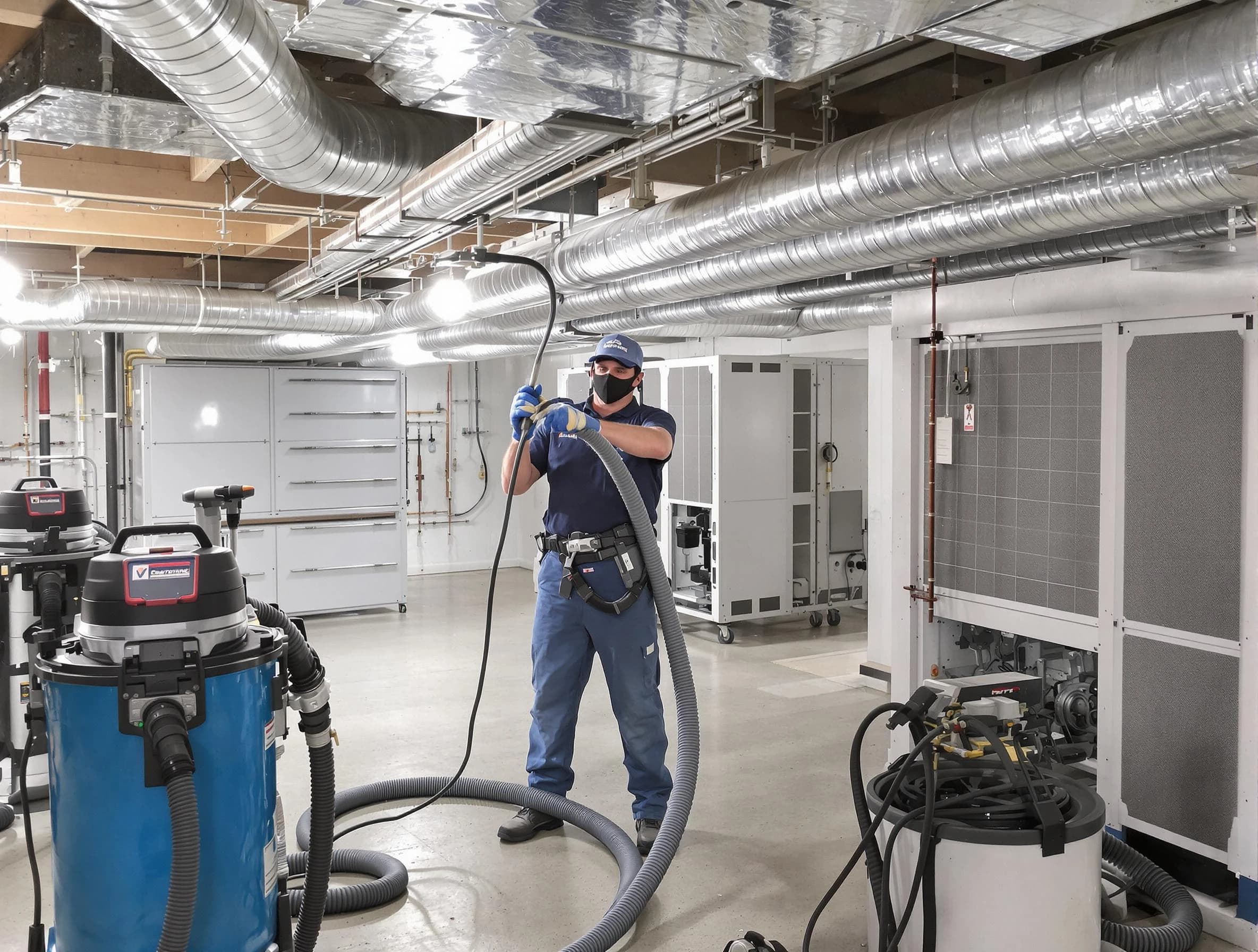 Rancho Cucamonga Air Duct Cleaning specialist performing thorough central air duct cleaning for improved system efficiency in Rancho Cucamonga