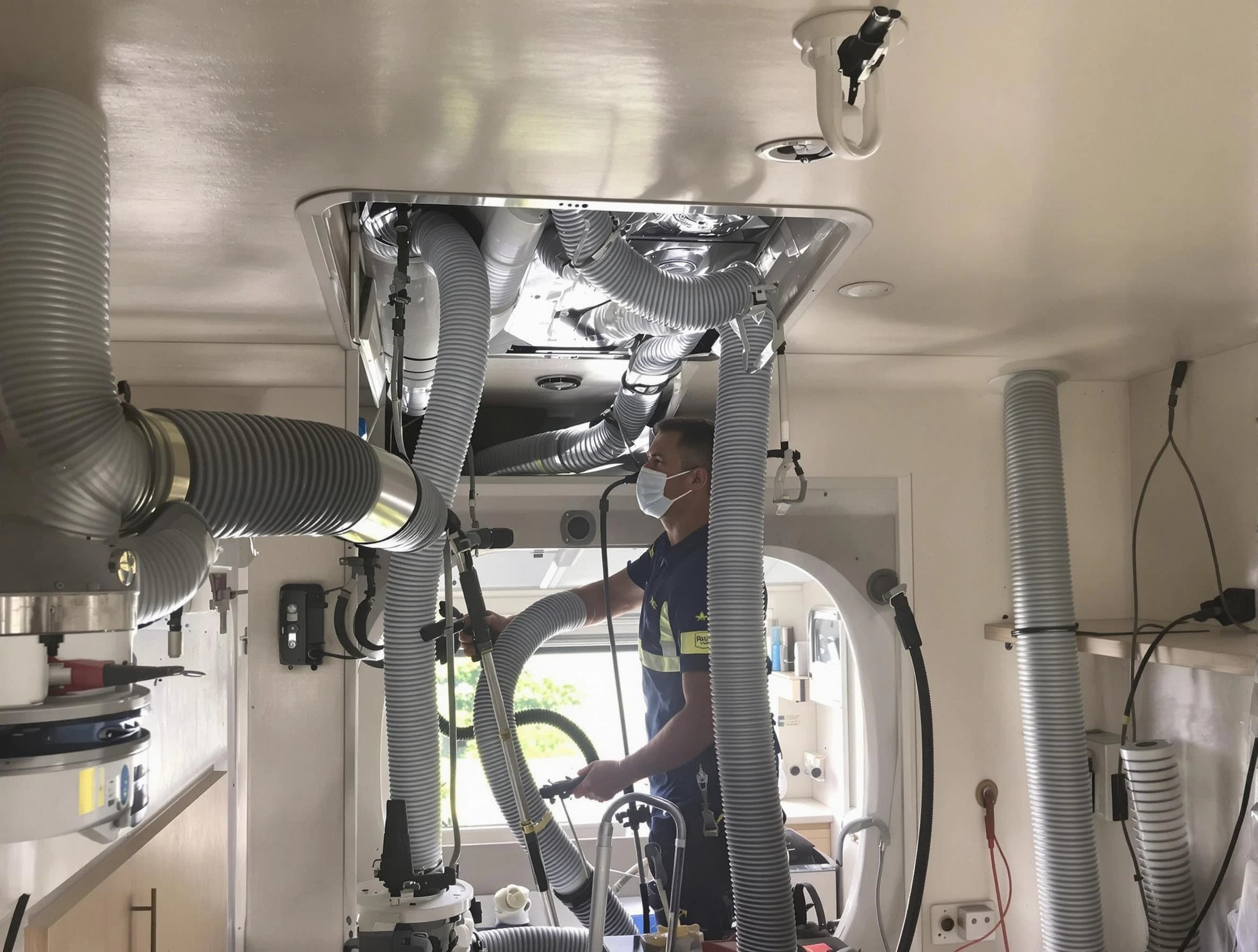 Rancho Cucamonga Air Duct Cleaning specialist performing precise mobile home duct cleaning in Rancho Cucamonga