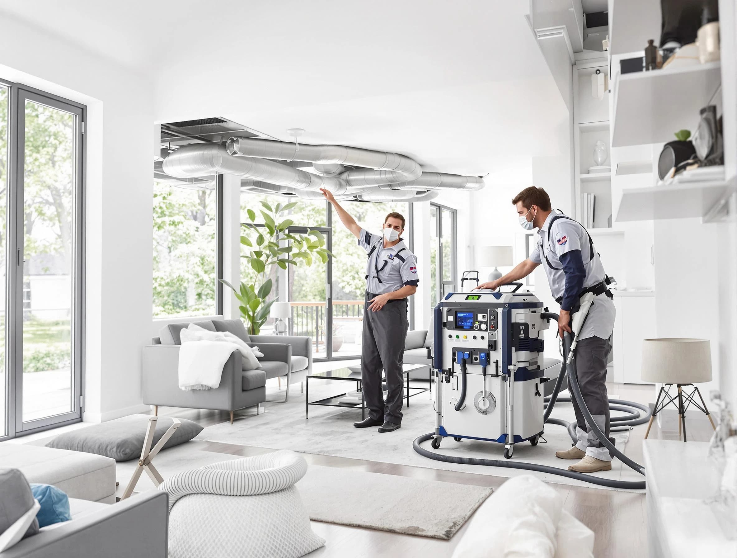 Rancho Cucamonga Air Duct Cleaning professional conducting pure air duct cleaning with state-of-the-art equipment in Rancho Cucamonga