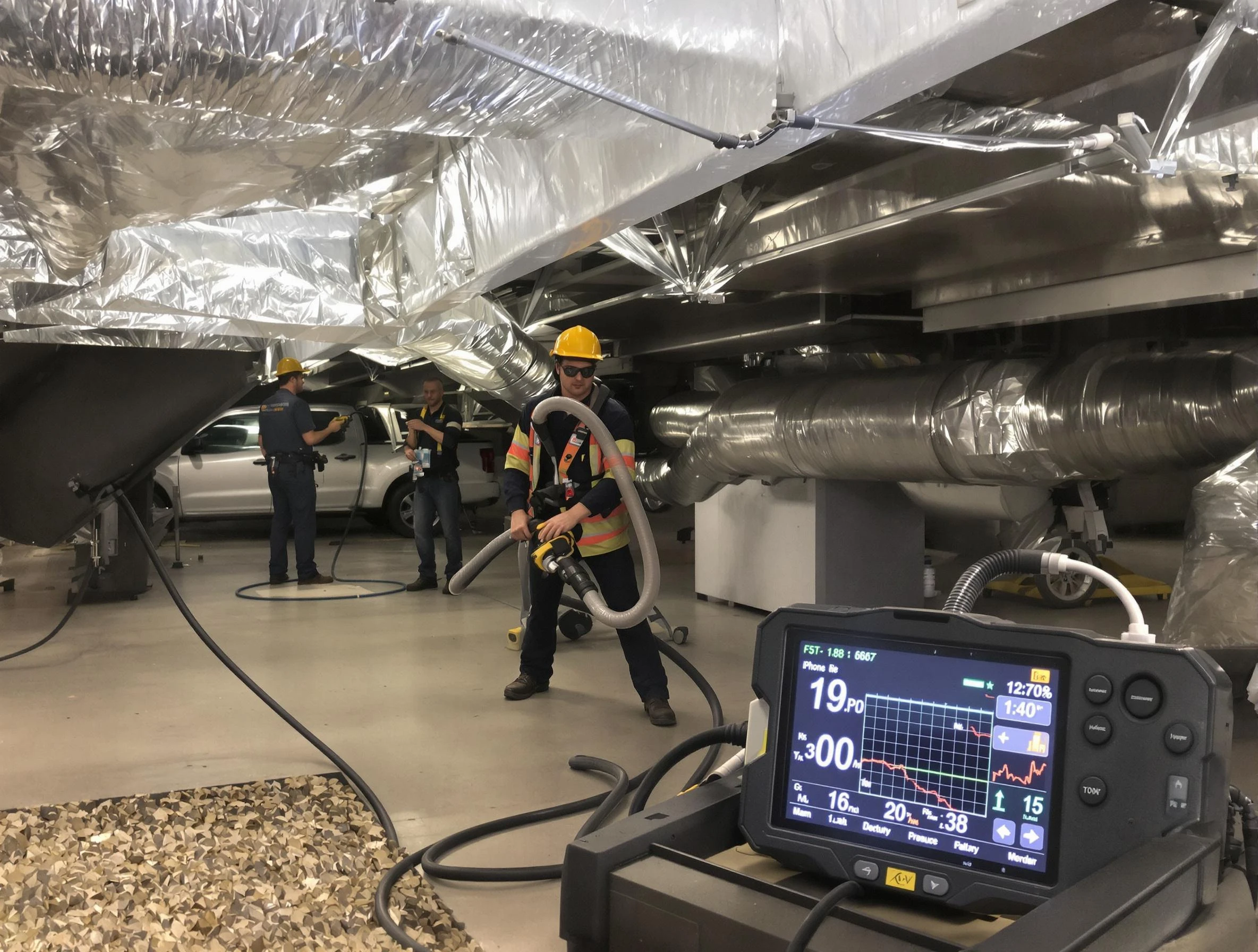Professional negative pressure duct cleaning by Rancho Cucamonga Air Duct Cleaning in Rancho Cucamonga